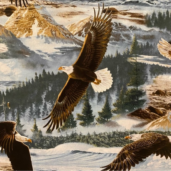 David Textiles 44" Cotton Soaring Along the Shores Fabric 2.75 Yards Bald Eagles - Picture 3 of 5